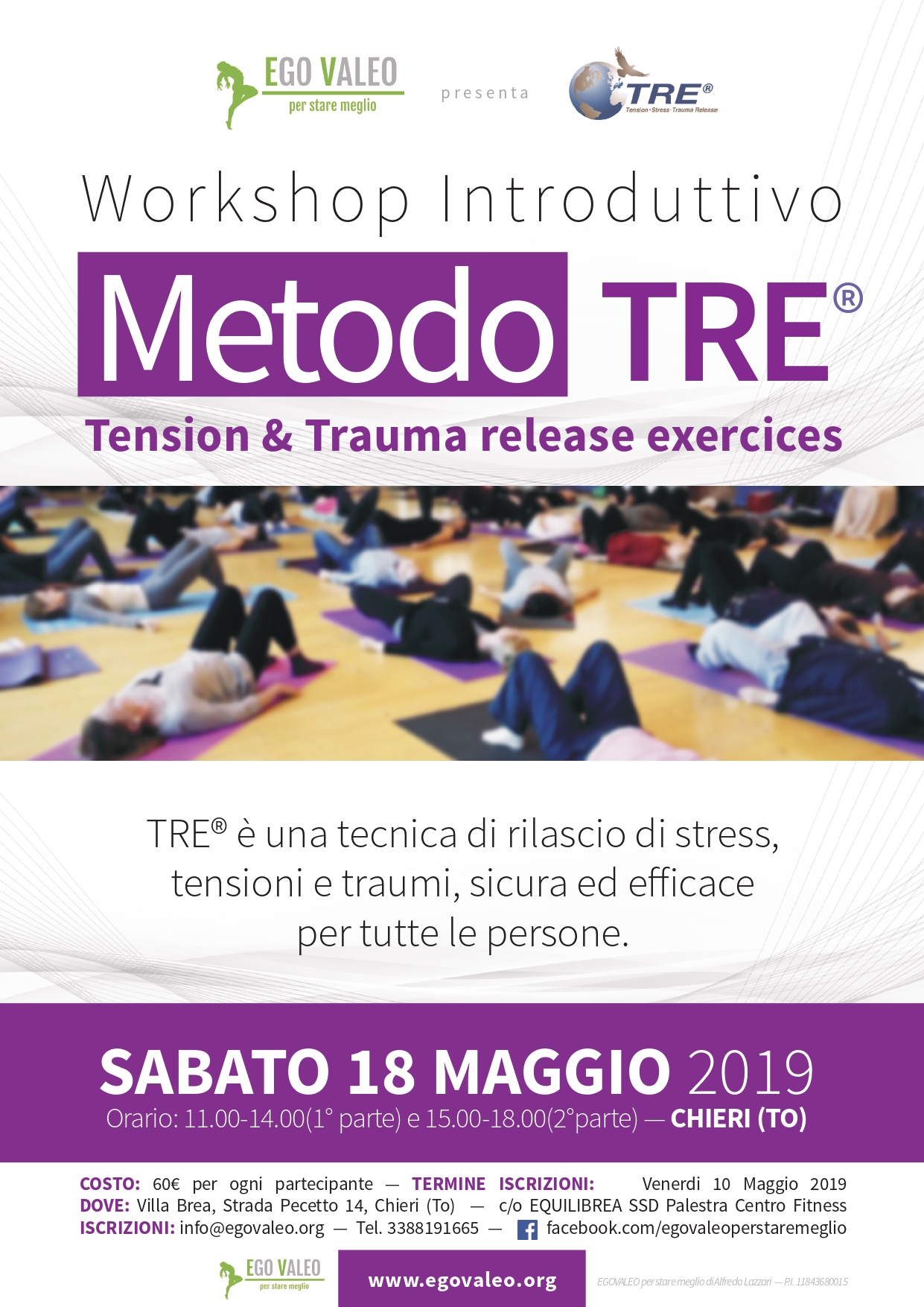 Sabato 18 Maggio 2019 Seminario Introduttivo Metodo TRE – Tension & Trauma release exercices